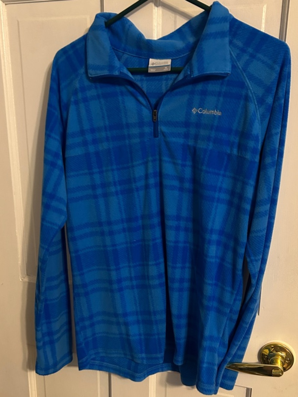 Columbia Blue Plaid Half-Zip Fleece Pullover